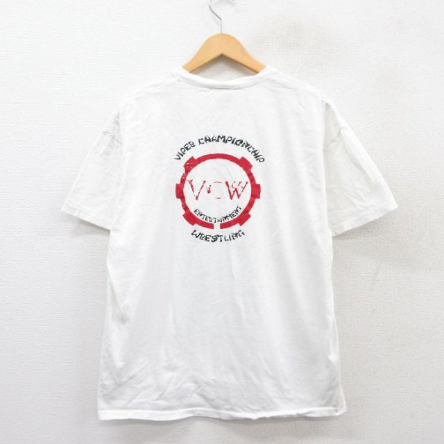 【50%OFF】XL★古着 フルーツオブザルーム 半袖 ビンテージ Tシャツ メンズ 00年代 00s VCWE レスリング コットン クルーネック 白 ホワイト 25aug27 中古