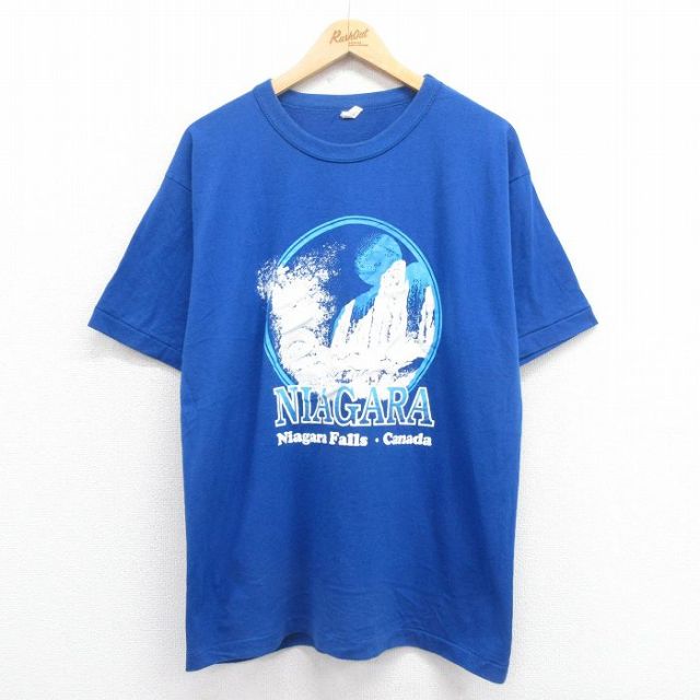 80s 半袖Tシャツ ナイアガラの滝 ブルー XL | 古着