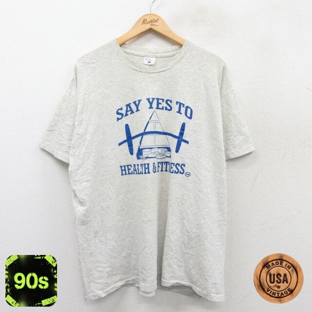 90s 半袖Tシャツ HEALTH FITNESS 霜降り グレー XL | 古着