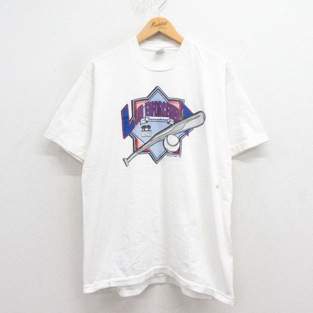 フルーツオブザルーム 90s 半袖Tシャツ ベースボール ホワイト L | 古着