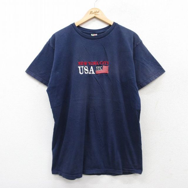 フルーツオブザルーム 00s 半袖Tシャツ USAロゴ ネイビー XL | 古着