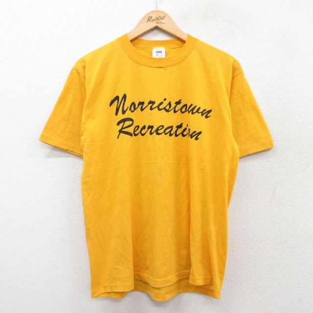 【20%OFF】L★古着 ジャージーズ 半袖 ビンテージ Tシャツ メンズ 90年代 90s norristown クルーネック USA製 黄 イエロー 25aug27 中古