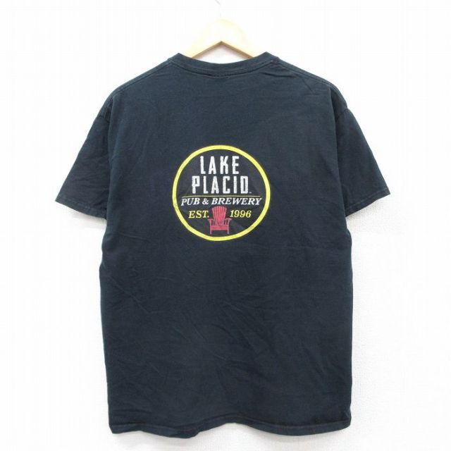 【50%OFF】L★古着 半袖 ビンテージ Tシャツ メンズ 00年代 00s LAKE PLACID コットン クルーネック 黒 ブラック 25aug27 中古