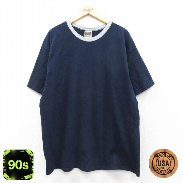 【50%OFF】フルーツオブザルーム 90s 半袖Tシャツ ネイビー XL | 古着