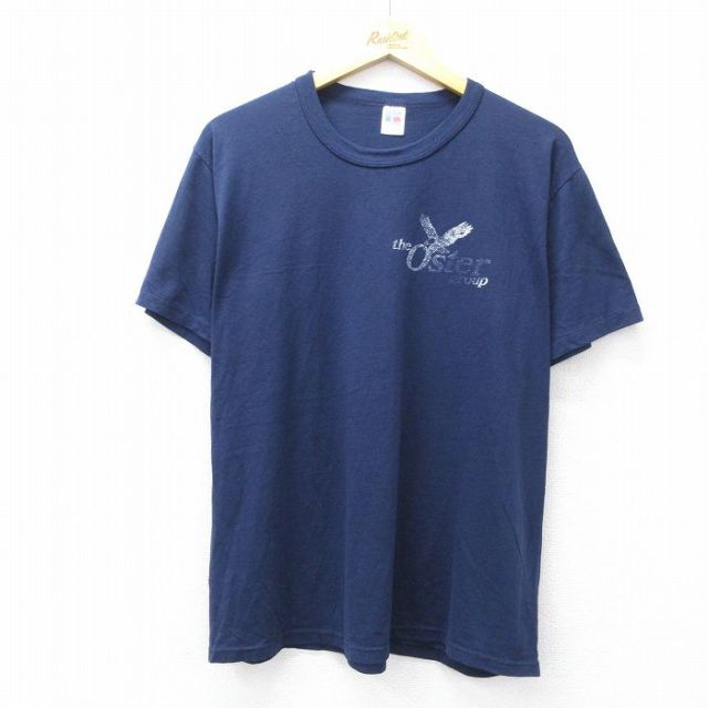 L★古着 ラッセル 半袖 ビンテージ Tシャツ メンズ 80年代 80s Oster クルーネック USA製 紺 ネイビー 25aug27 中古