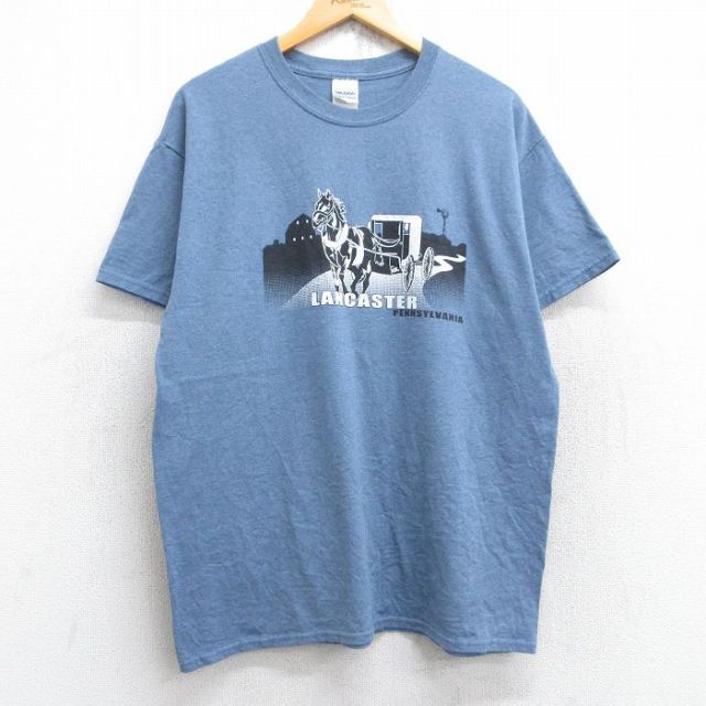 00s 半袖Tシャツ 馬車ランカスター ネイビー L | 古着