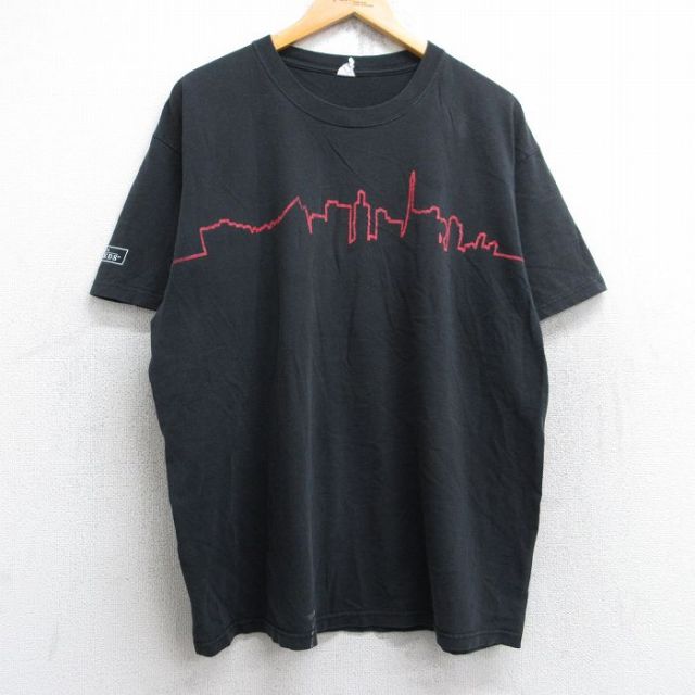 XL★古着 半袖 ビンテージ Tシャツ メンズ 00年代 00s PULSE 街 コットン クルーネック 黒 ブラック 25aug28 中古