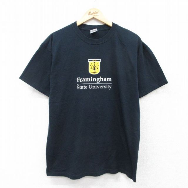 【50%OFF】L★古着 半袖 ビンテージ Tシャツ メンズ 00年代 00s Framingham コットン クルーネック 黒 ブラック 25aug28 中古