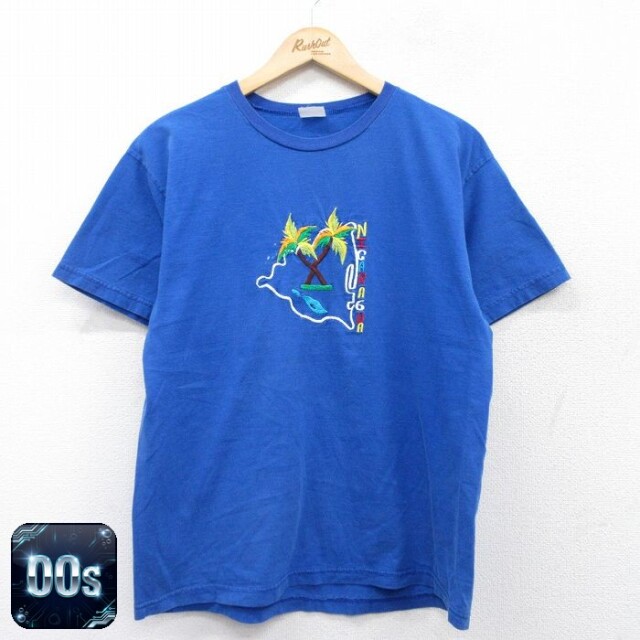 00s 半袖Tシャツ ニカラグア刺繍 ブルー L | 古着