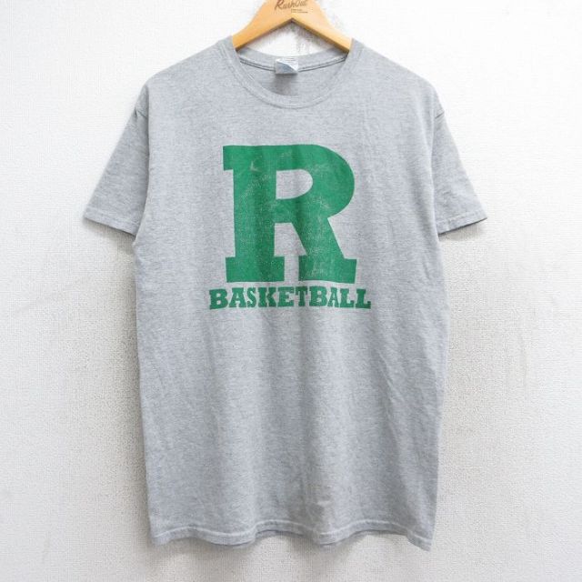 M★古着 半袖 ビンテージ Tシャツ メンズ 00年代 00s バスケットボール レアブリード クルーネック グレー 霜降り 25aug28 中古