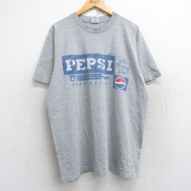 【50%OFF】XL★古着 半袖 ビンテージ Tシャツ メンズ 90年代 90s ペプシ PEPSI 大きいサイズ クルーネック USA製 グレー 霜降り 25aug29 中古
