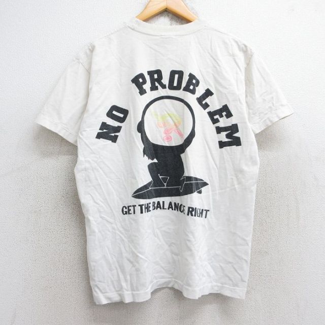 L★古着 半袖 ビンテージ Tシャツ メンズ 90年代 90s クエスチョンマーク コットン クルーネック 白 ホワイト 【spe】 25aug29 中古
