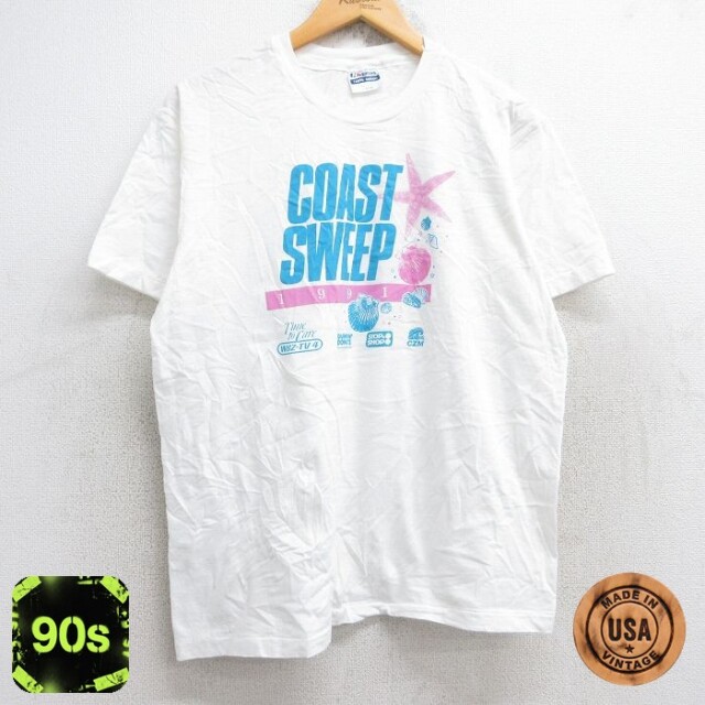 【50%OFF】ヘインズ 90s 半袖Tシャツ COASTSWEEP ホワイト L | 古着