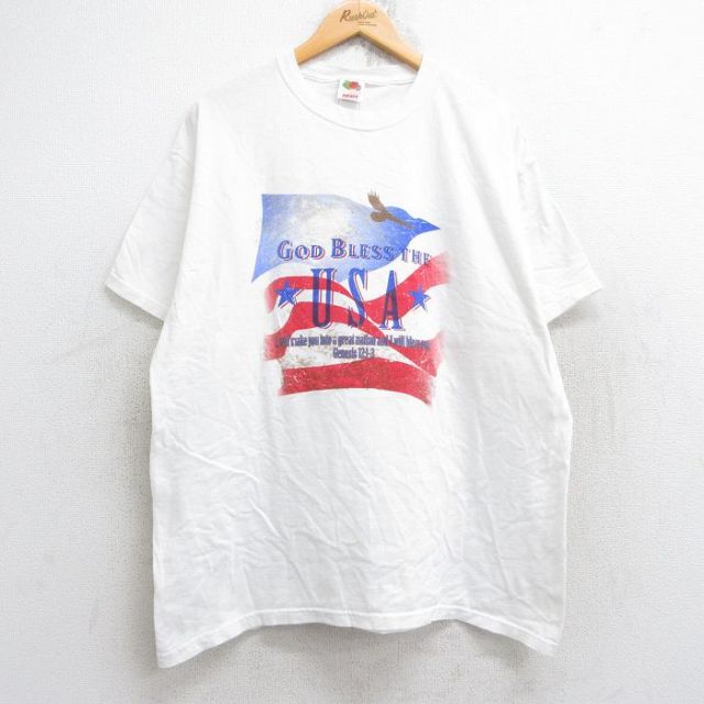 フルーツオブザルーム 00s 半袖Tシャツ 星条旗 ホワイト XL | 古着