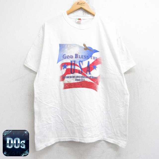 フルーツオブザルーム 00s 半袖Tシャツ 星条旗 ホワイト XL | 古着