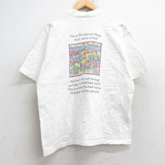 【50%OFF】L★古着 フルーツオブザルーム 半袖 ビンテージ Tシャツ メンズ 90年代 90s dreAAms パーク コットン クルーネック USA製 生成り 【spe】 25aug29 中古
