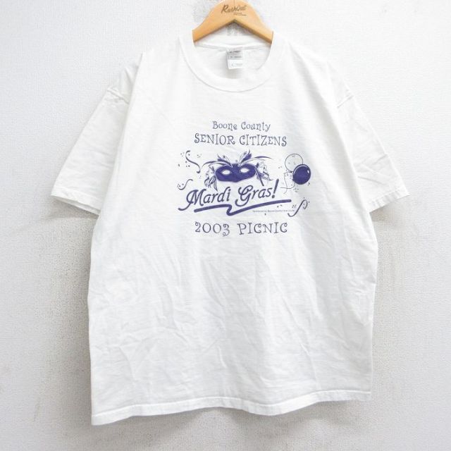 フルーツオブザルーム 00s 半袖Tシャツ マルディグラ仮面 ホワイト XL | 古着