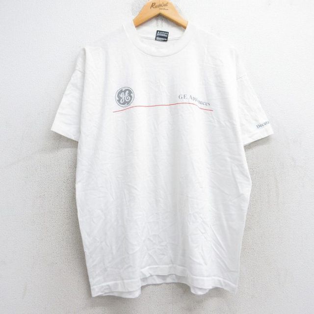 XL★古着 フルーツオブザルーム 半袖 ビンテージ Tシャツ メンズ 90年代 90s GE Appliances クルーネック USA製 白 ホワイト 25aug29 中古