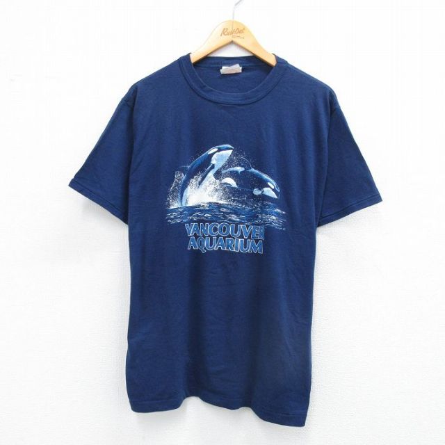 80s 半袖Tシャツ シャチ ネイビー XL | 古着