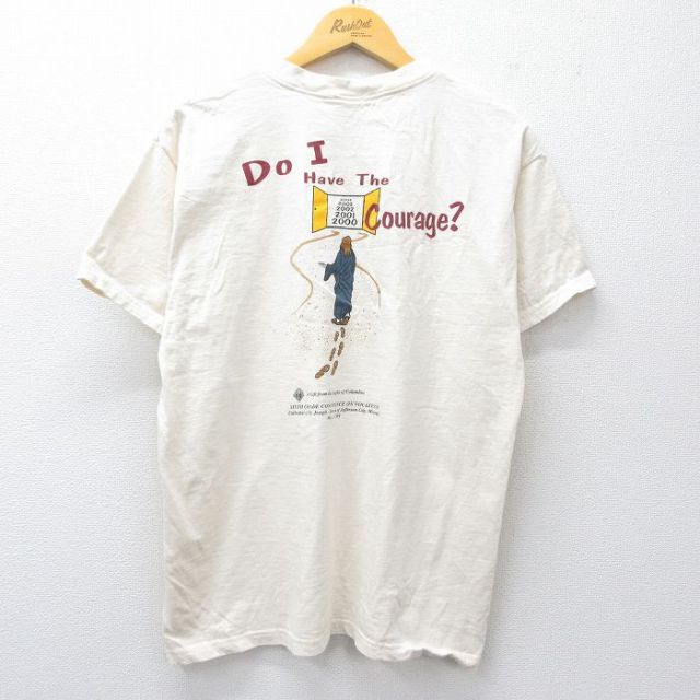 L★古着 フルーツオブザルーム 半袖 ビンテージ Tシャツ メンズ 00年代 00s セントジョセフ 大聖堂 コットン クルーネック 生成り 【spe】 25sep01 中古