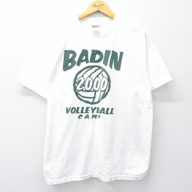 TULTEX 00s 半袖Tシャツ BADINバレーボール ホワイト L | 古着