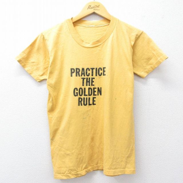 【20%OFF】S★古着 半袖 ビンテージ Tシャツ メンズ 80年代 80s GOLDEN RULE クルーネック 黄 イエロー 25sep01 中古
