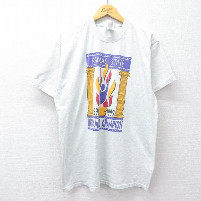 フルーツオブザルーム 90s 半袖Tシャツ カンザスステート グレー XL | 古着