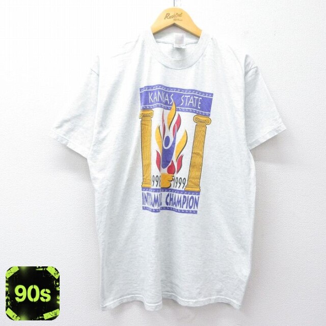 【50%OFF】フルーツオブザルーム 90s 半袖Tシャツ カンザスステート グレー XL | 古着