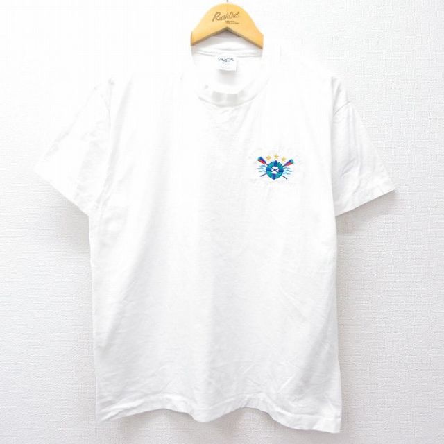 【20%OFF】L★古着 半袖 ビンテージ Tシャツ メンズ 80年代 80s 浮き輪 サウスカロライナ コットン クルーネック USA製 白 ホワイト 25sep01 中古