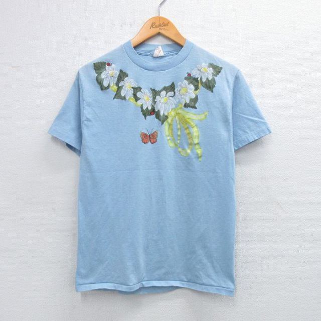 80s 半袖Tシャツ ハンドペイント ネイビー M | 古着