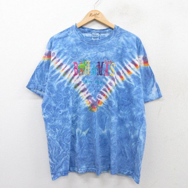 00s 半袖Tシャツ バハマ刺繍 ネイビー XL | 古着