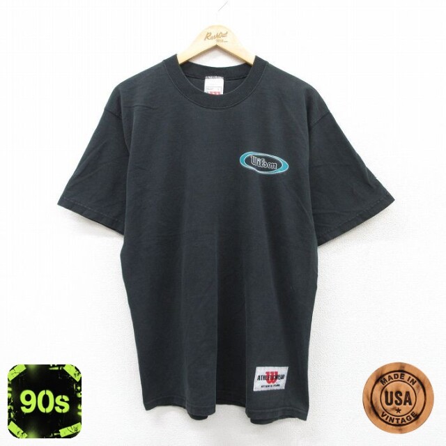 【50%OFF】ウィルソン 90s 半袖Tシャツ ワンポイントロゴ ブラック L | 古着