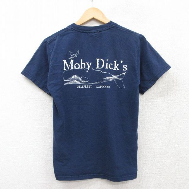 S★古着 ヘインズ Hanes 半袖 ビンテージ Tシャツ メンズ 00年代 00s クジラ Moby Dicks コットン クルーネック 紺 ネイビー 【spe】 25sep02 中古