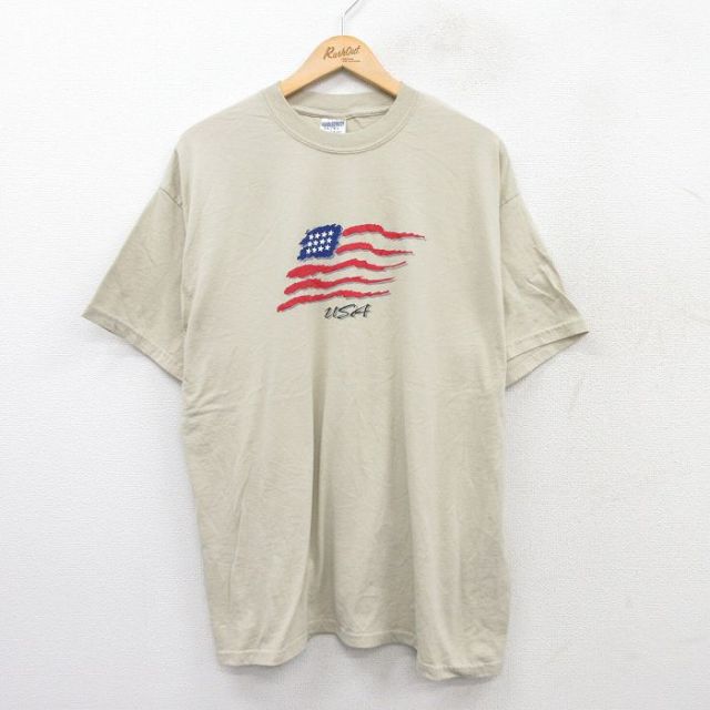 00s 半袖Tシャツ 星条旗 ベージュ XL | 古着