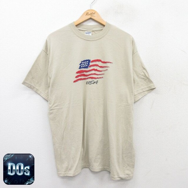 00s 半袖Tシャツ 星条旗 ベージュ XL | 古着
