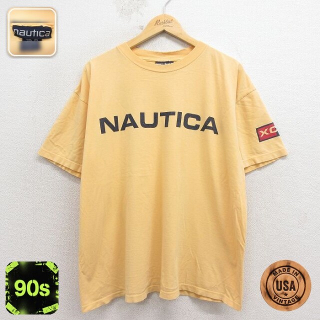 【20%OFF】ノーティカ 90s 半袖Tシャツ ビッグロゴ イエロー メンズXL相当 | 古着