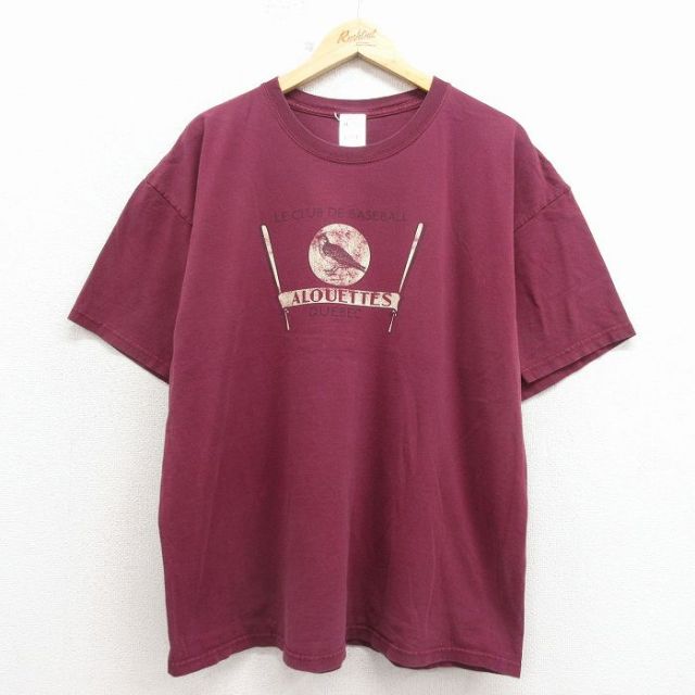 90s 半袖Tシャツ ベースボール バーガンディ メンズXL相当 | 古着