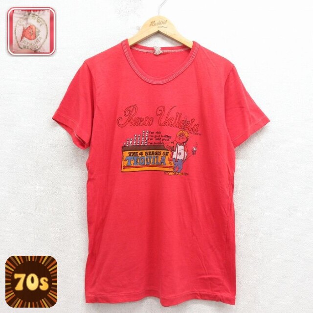 【20%OFF】テキーラ 70s 半袖Tシャツ レッド メンズL相当 | 古着