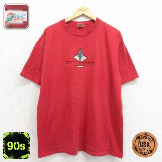 【20%OFF】アリゾナ 90s 半袖Tシャツ 刺繍 バーガンディ メンズXL相当 | 古着
