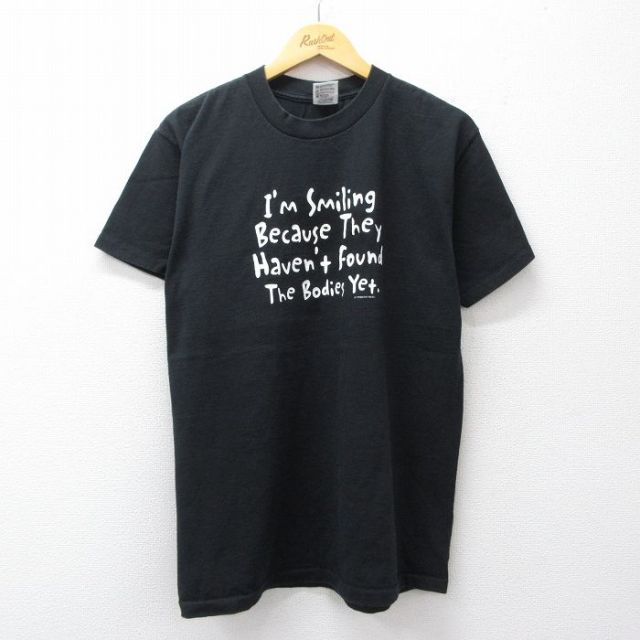 90s 半袖Tシャツ メッセージ ブラック メンズL相当 | 古着