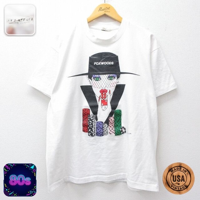 【20%OFF】80s 半袖Tシャツ FOXWOODS ホワイト メンズXL相当 | 古着