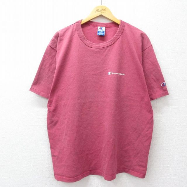チャンピオン 90s 半袖Tシャツ ワンポイントロゴ バーガンディ XL | 古着