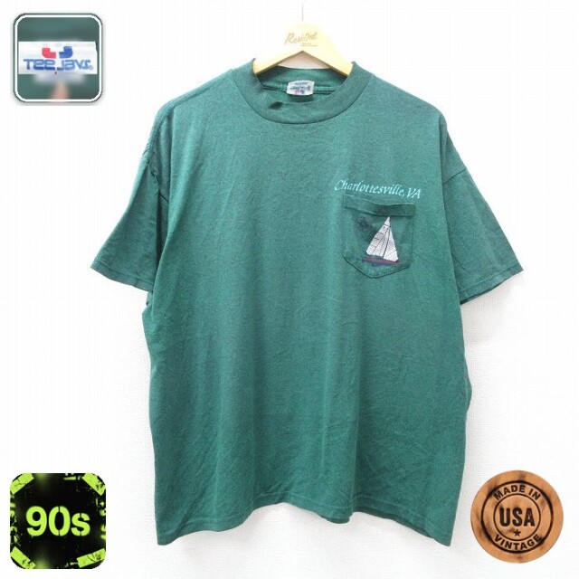 【20%OFF】90s 半袖Tシャツ ヨート グリーン メンズXL相当 | 古着