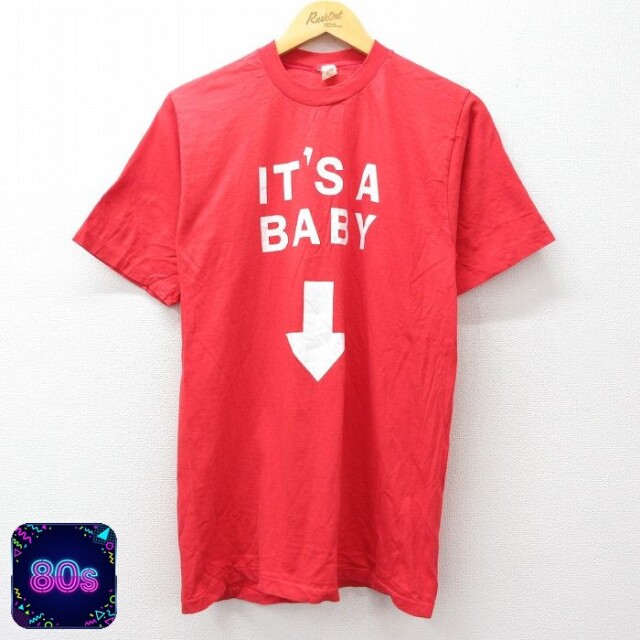 80s 半袖Tシャツ IT'S A BABY レッド メンズM相当 | 古着
