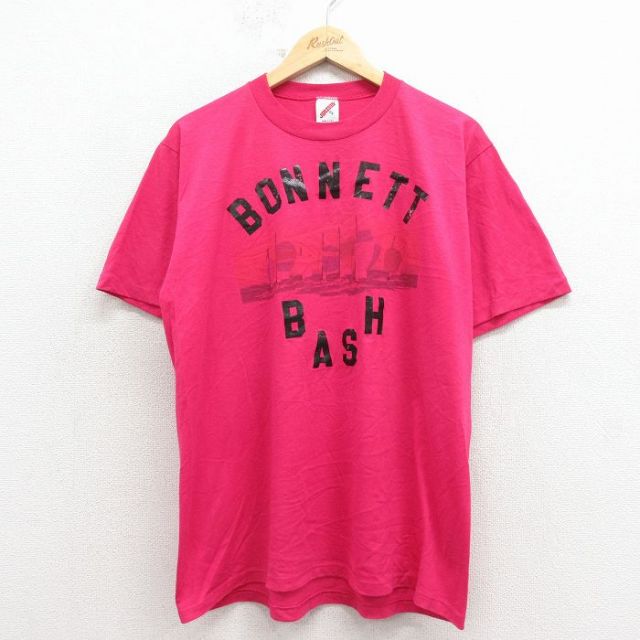 【20%OFF】80s 半袖Tシャツ ヨット ピンク メンズXL相当 | 古着