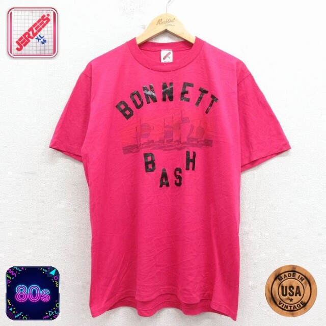 【20%OFF】80s 半袖Tシャツ ヨット ピンク メンズXL相当 | 古着