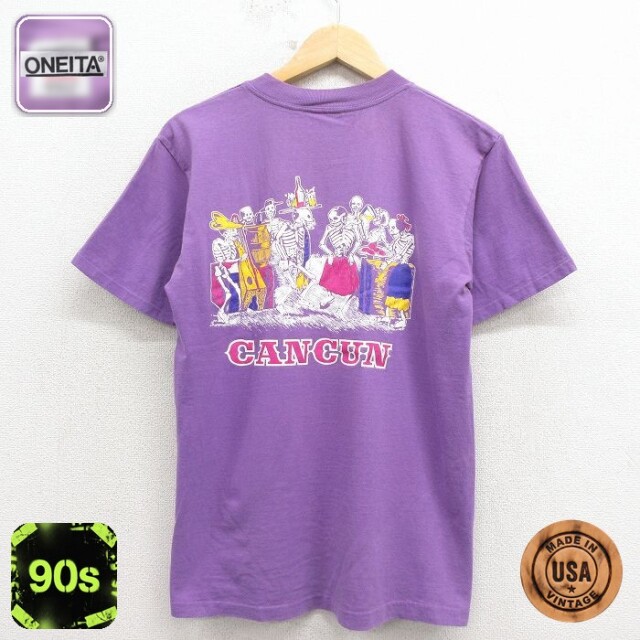 【20%OFF】オニータ 90s 半袖Tシャツ スケルトン パープル メンズM相当 | 古着