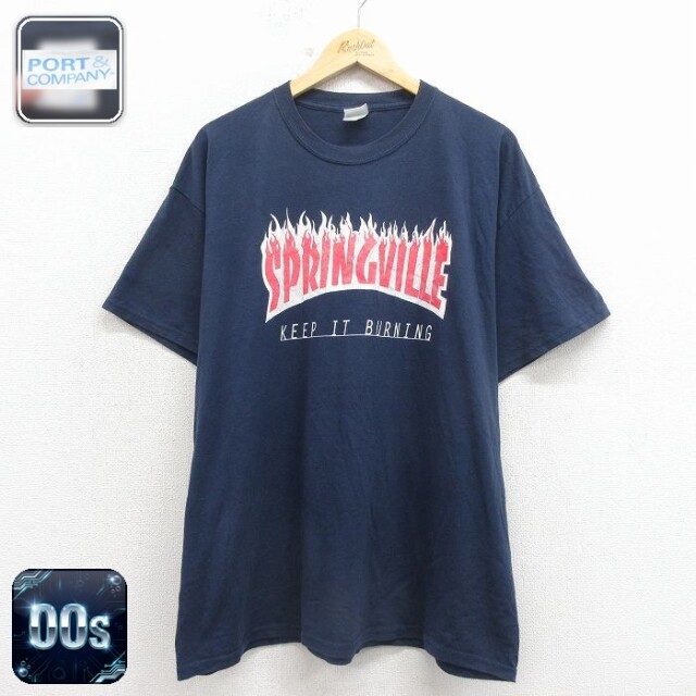 00s 半袖Tシャツ SPRINGVILLE ネイビー メンズXL相当 | 古着
