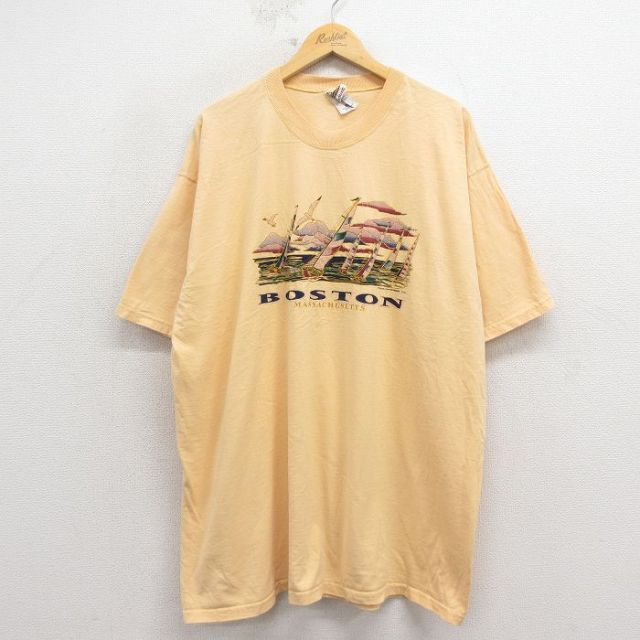 フルーツオブザルーム 90s 半袖Tシャツ ボストン イエロー メンズXL相当 | 古着