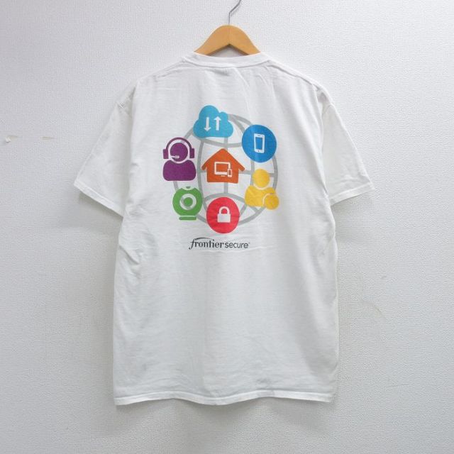 00s 半袖Tシャツ frontier secure ホワイト メンズL相当 | 古着